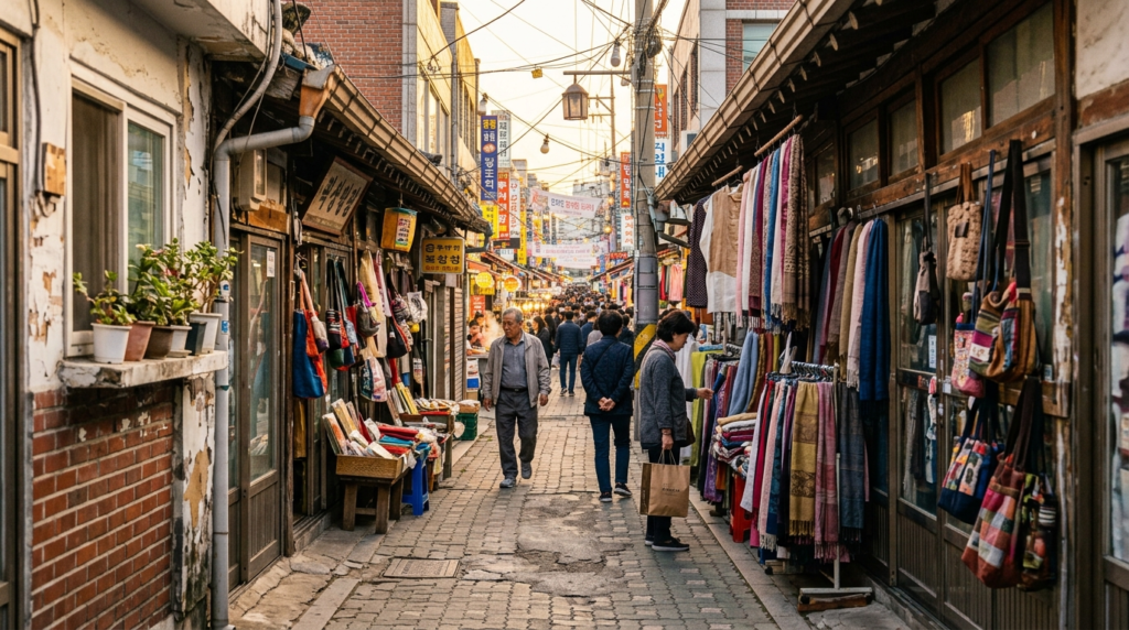  Quiet hidden alley near Itaewon Market with local family-run shops