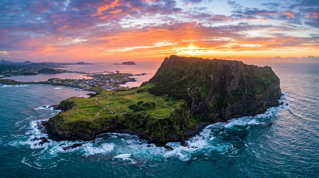 Seongsan Ilchulbong sunrise on Jeju Island, South Korea's natural UNESCO site